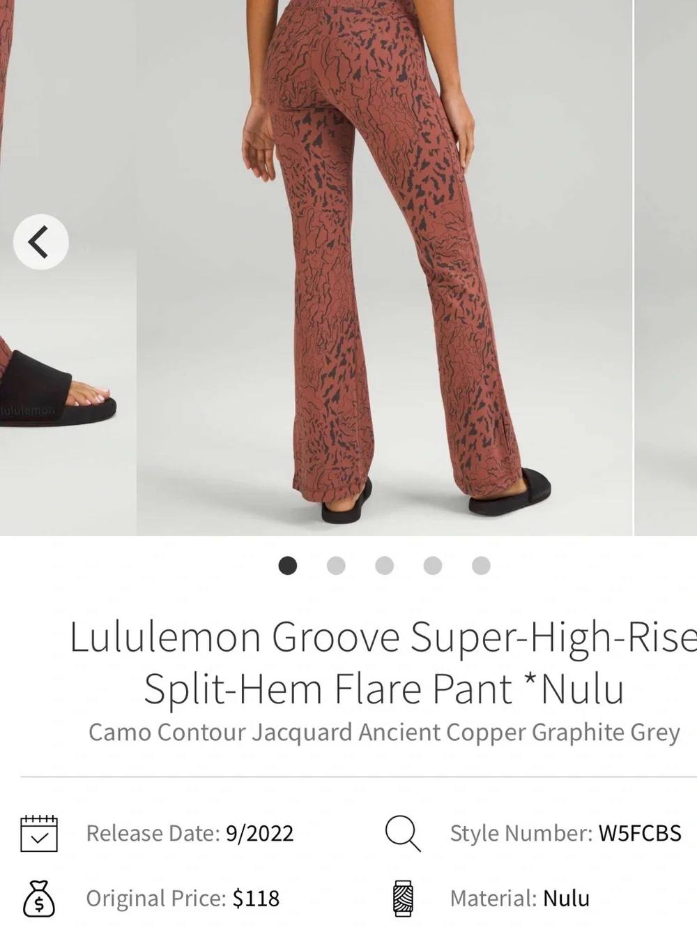 44. Size 8 LULULEMON Patterned Groove Super-High-Rise Split-Hem Flare Pant Nulu